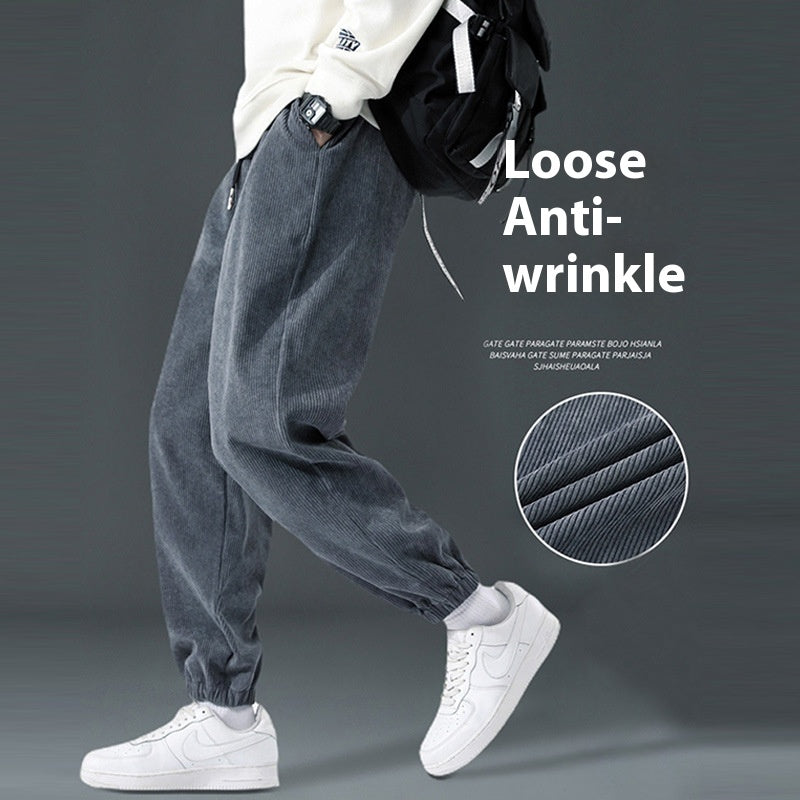 Men's Corduroy Leisure Tappered Loose Track Pants